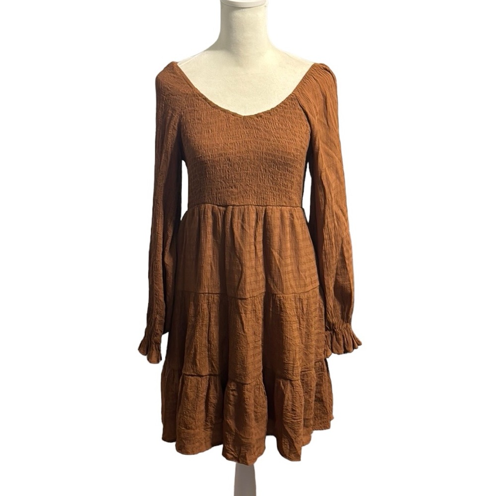 ANDREE rust colored boho peasant dress size medium